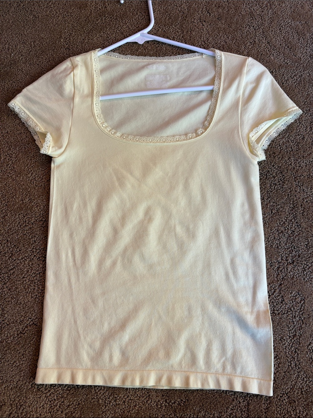 wild fable Yellow Square-Neck Short Sleeve Tee
